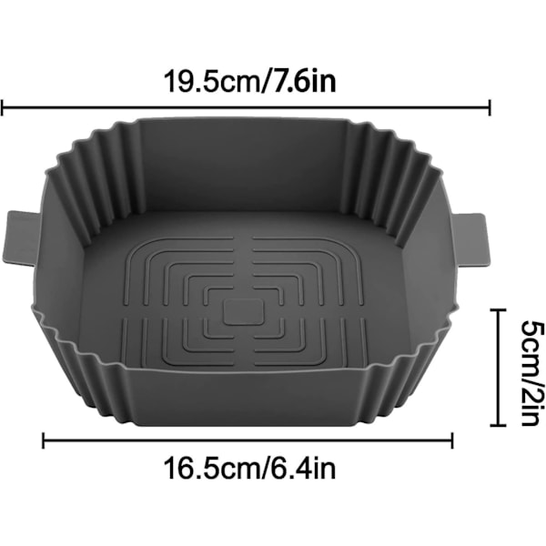 Air Fryer -lisätarvike 19,5 cm, 2 kpl Air Fryer silikonikattila, Air Fryer silikonikattilakori, uudelleenkäytettävä mikroaaltouuneissa, kakkumuotit, höyrystimet (neliö)