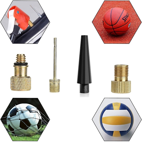 5 stk Sykkelpumpe Ventiladaptere Koblinger, Sykkelventil Adapter til Bilventil SV AV DV Kuler Nål Ball