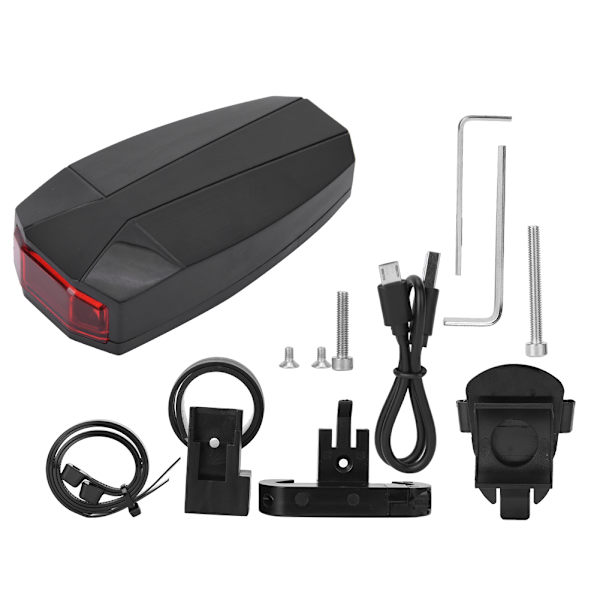 A6 USB-opladningscykel baglygte Intelligent sikkerhedsadvarsel Alarm Cykel Natkørsel Tilbehør