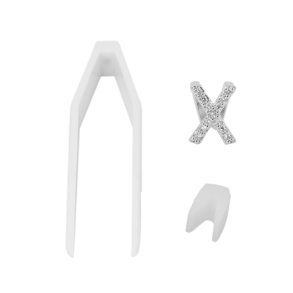 Belagt engelsk bogstav X Tandbøjle Metal Moderigtigt tanddekorationssmykker til PartySilver
