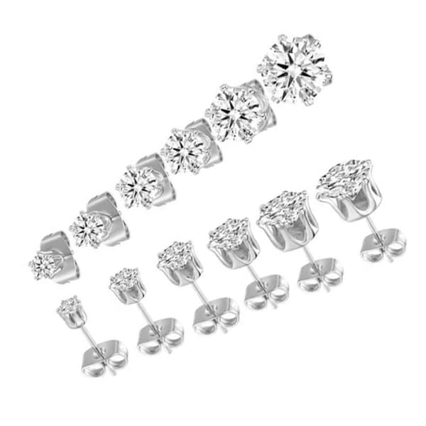 6 par øredobber sett 6 klør rustfritt stål zirkon piercing smykker tilbehør 3-8mm