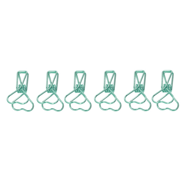 100 kpl Binder Clips Söpö Sarjakuva Sydän Muoto Metalli Ontto Pitkä Häntä Klipsit Paperi Puristimet Toimistotarvikkeet Vihreä