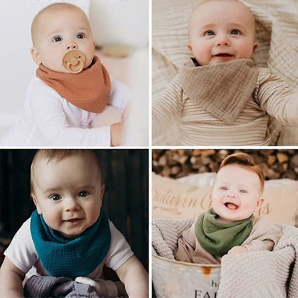 Babyhaklappar, Triangel Babyhaklapp, med 2 Justerbara Knappar, Mjuk Absorberande Andningsbar, för Nyfödda, Spädbarn och Småbarn
