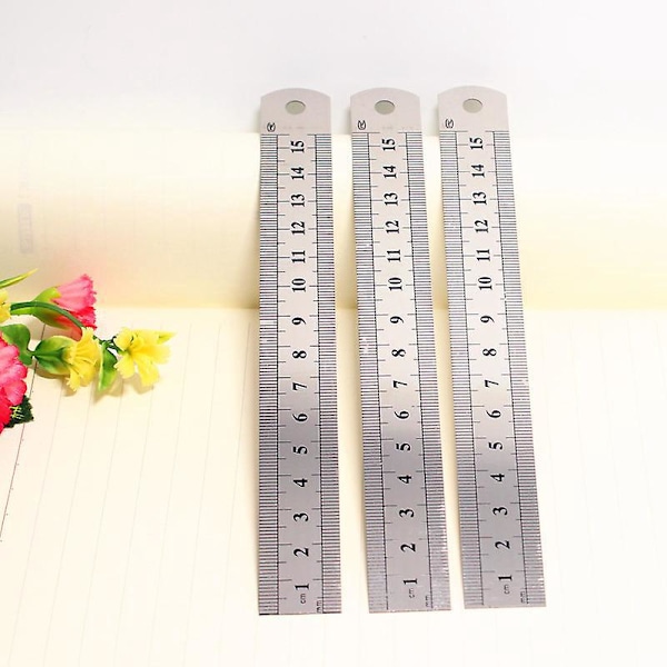 3 stk. lineal 10 cm 20 cm 30 cm linealværktøj til studerende og kontor (rustfri stållineal)