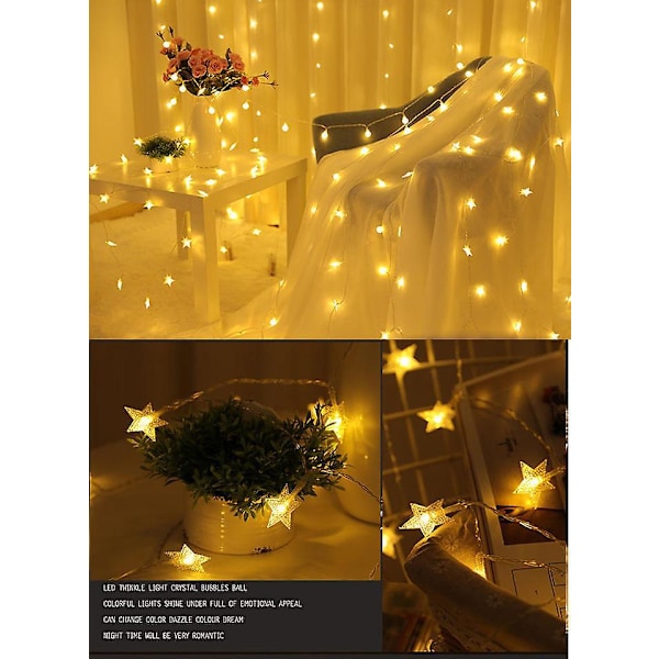 Twinkle Little Star Ljuskedja - 3m 20 LED Varmvit - Batteridriven Inomhus/Utomhus Dekoration för Barnrum, Vägg, Sovrum