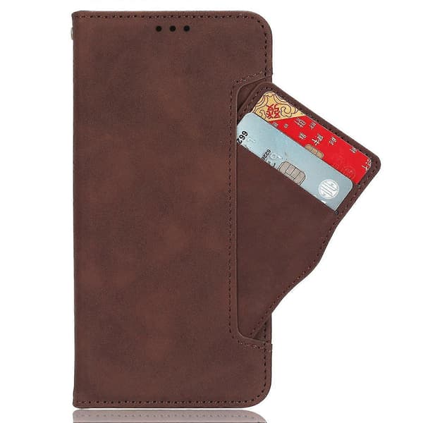 Til HTC U23 Pro 5G PU-læder telefoncover med flere kortpladser og stativpung Brown