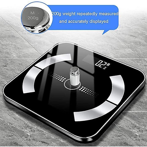 Intelligent Digital Toalett Kroppsvikt Svart USB-laddning 26*26cm