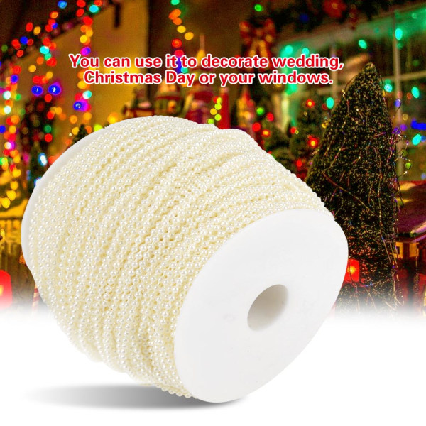 100 m/rulla jäljitelmä helmilankahelmet Garland String DIY hääkoristelu 2,5 mm (beige)
