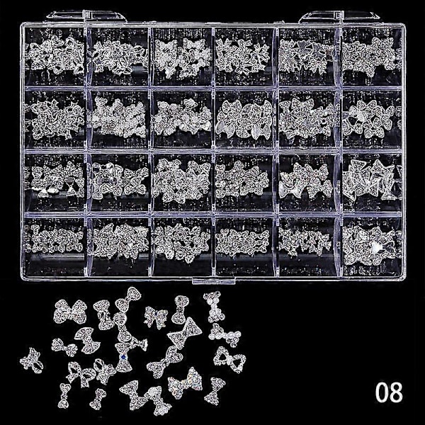 240 stk. Jule Negl Rhinestones 3D Akryl Negldekorasjoner Glitter Ornamenter Negltilbehør for Manikyr CR08