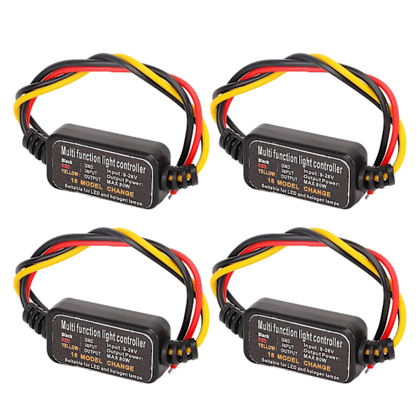4 stk. DC926V LED Bremselys Blinklys Strobe Kontroller 16 Moduser Justerbar for Bil Motorsykkel