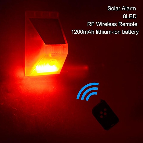 Aurinkoenergiainen Liiketunnistin Hälytin 129db Sireeni Vilkkuvalo 4 Tilaa Kaukosäädin Turvallisuusratkaisu
