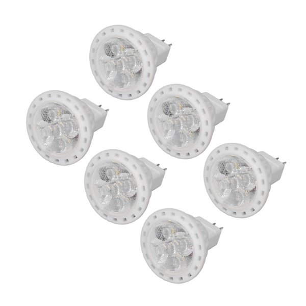 6st MR11 LED-lampa 4W GU4 Dual Pin Lampa Dimbar 360lm Lampa för gångväg Trädgård Landskapsområden 220V Vitt ljus 6000K