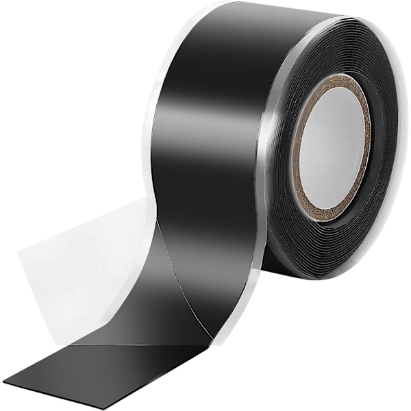 1x 3m itsesulautuva (itsekiinnittyvä) silikoniteippi, eristysteippi ja tiivistysteippi (vesi, ilma), 25mm leveä, musta