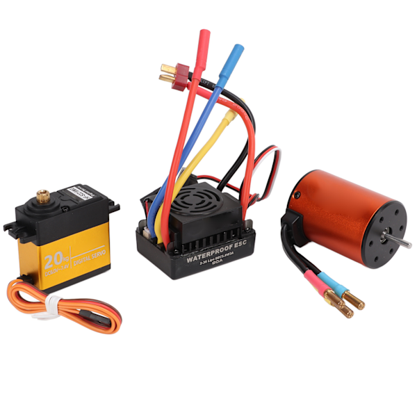3650 3900KV Borstlös Motor 60A ESC 20kg Styrväxel Set Uppgraderad Vattentät för 1/10RC Fjärrkontrollbil