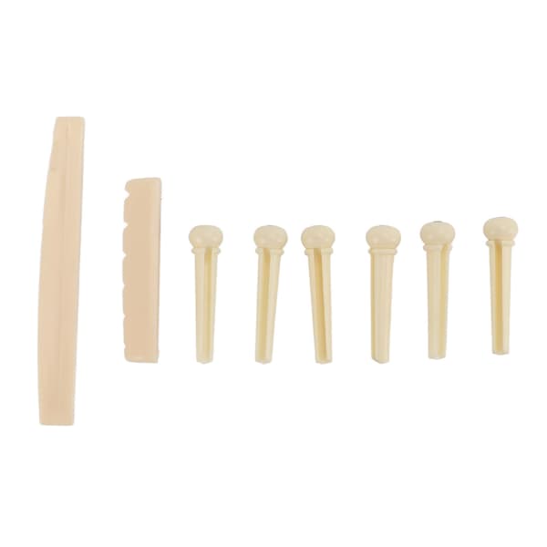 Folkegitar Mutter Sadel ABS med 6 stk. Brostift Instrument Tilbehørssett Kit for Utskifting