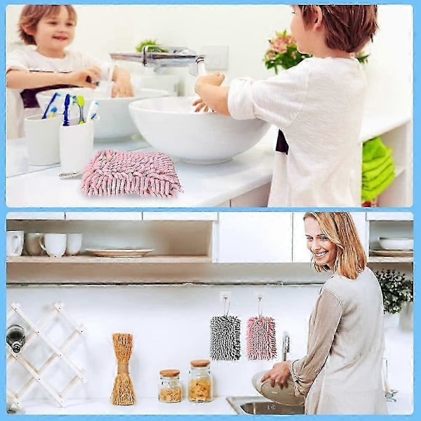 Hængende Håndklæder - Bløde og Fluffy Mikrofiber Håndklæder - Super Absorberende med Hængende Løkke til Køkken og Badeværelse_SZXM