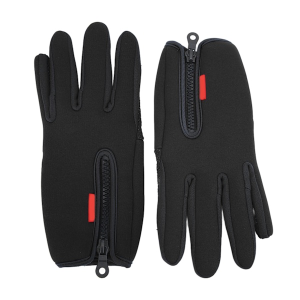 1 par vinter touchscreen-hansker i fleece, termiske, vindtette med glidelås for menn og kvinner, løping, sykling, ski, svart, M