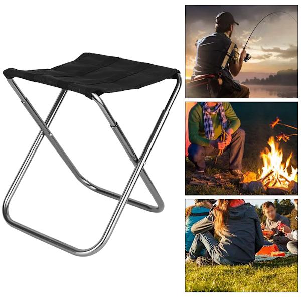 Mini bærbar sammenklappelig skammel i aluminiumlegering til udendørs stol til fiskeri, camping, picnic (sølv, M)