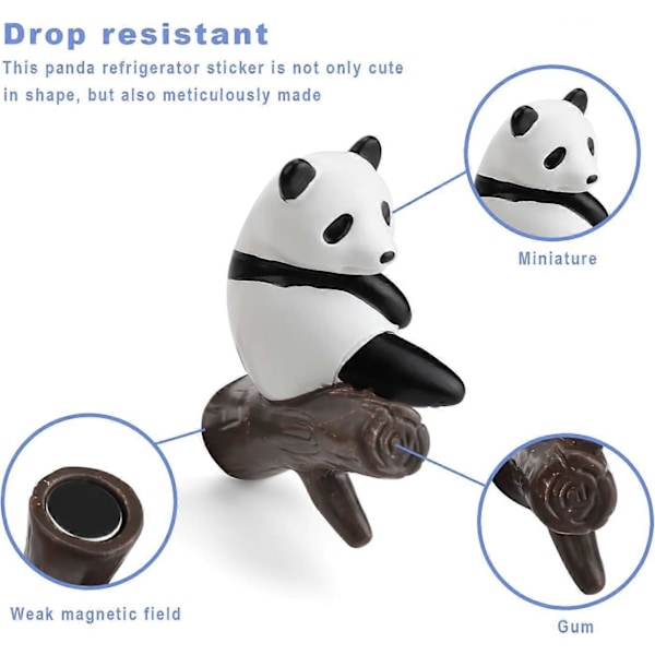 Koristeelliset jääkaappimagneetit, 5 kpl Panda-jääkaappimagneetti, Lasten eläin-jääkaappimagneetti, Pudotuksenkestävä, Pehmeä magneetti, Sopii jääkaappeihin, M