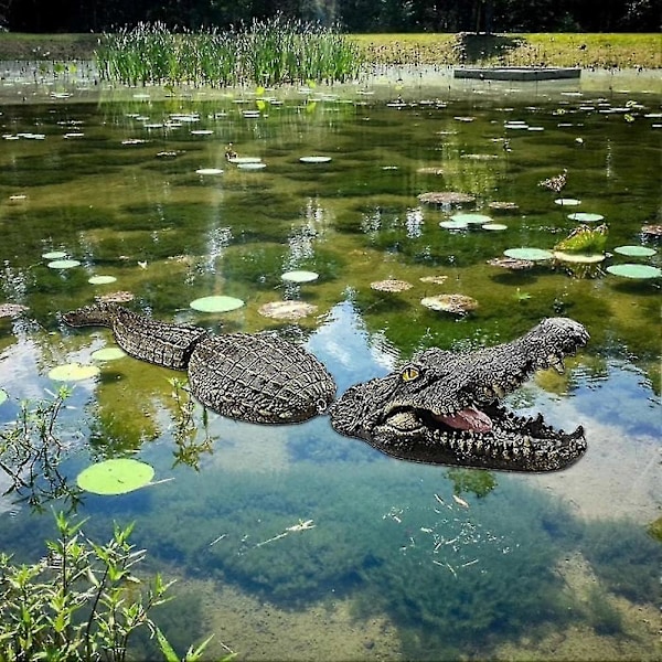 Flytende Krokodillehode Lokkedue for Dam Utendørs Statuer Flytende Krokodille For Gåsekontroll Falsk Gator Avskrekkende Ande Sumpland Krokodilledam D