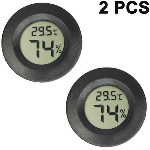 Set med 2 Mini Hygrometer Termometer Digital LCD-skärm Inomhus Utomhus Fuktighetsmätare för Luftfuktare Avfuktare Växthus