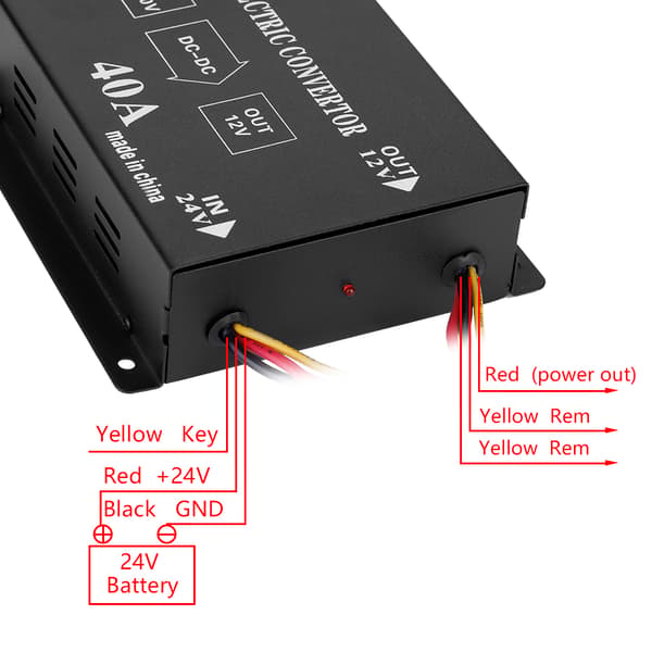 Bil Lastebil 40A 480W DC 24V til 12V Strømomformer Elektrisk Spenningsreduserende Nedtrappingstransformator