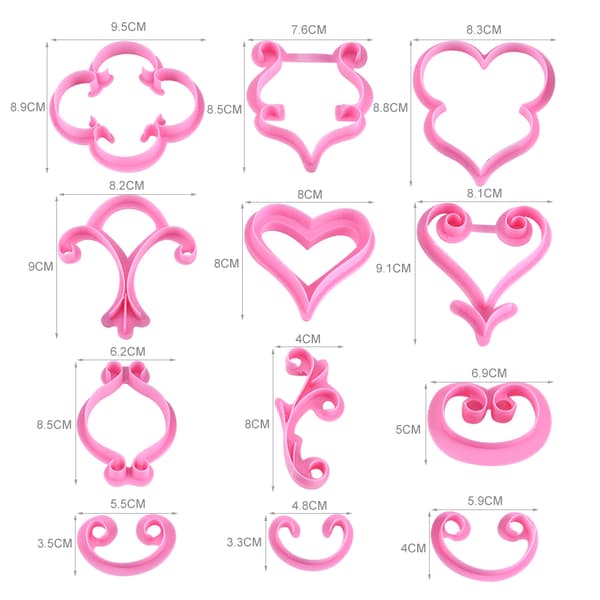 1 sett 12 stk blomsterrose sukkerpasta kaker bakverk fondant sjokolade kutter form dekorasjon