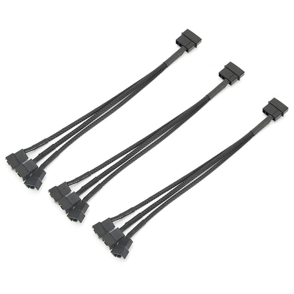 3 stk. 3-Port Kjøler Vifte Splitter Strømadapter Kabel 4p til 4pin Kabelledning