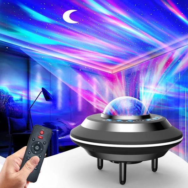 UFO Aurora Star Sky Projektor Nattlampa med Fjärrkontroll Bärbar Norrsken Stjärnprojektor USB Bluetooth Musik Ljus