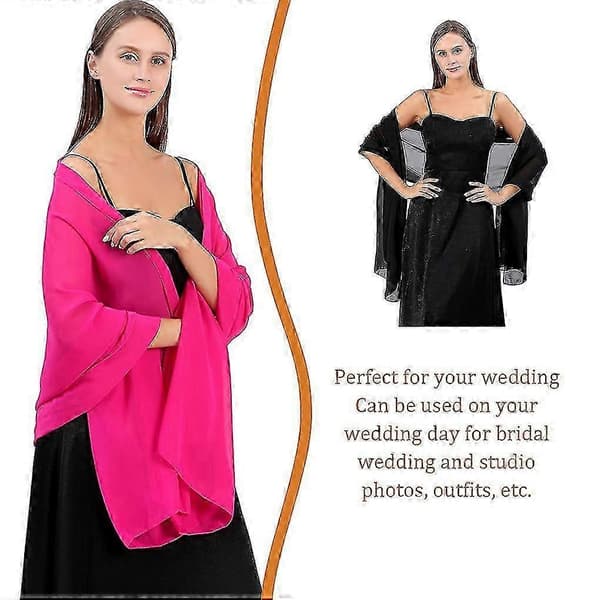 Chiffon Shawl Wrap for Wedding & Party Bridal Accessories Lightweight Decorative Scarf Cape Black