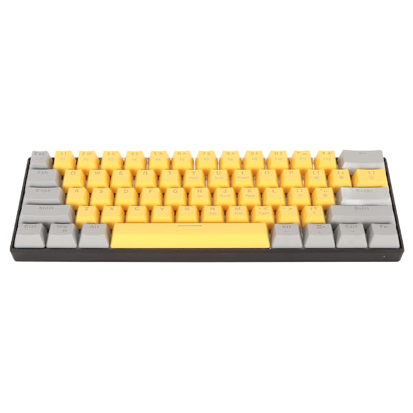 61-tangenters mekaniskt tangentbord, bärbart, kompakt 60 % spelande tangentbord med LED-bakgrundsbelysning för Windows PC-bärbar dator, grågul yta, blå brytare