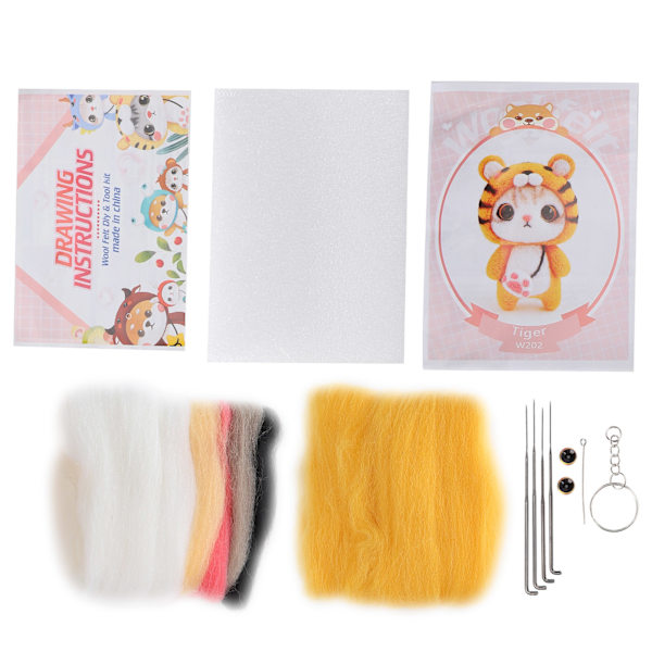 Nålfiltning Ull Kemisk Fiber Plyschdocka Tillverkning DIY Material Nål Handgjord Hantverk(202# Tiger )
