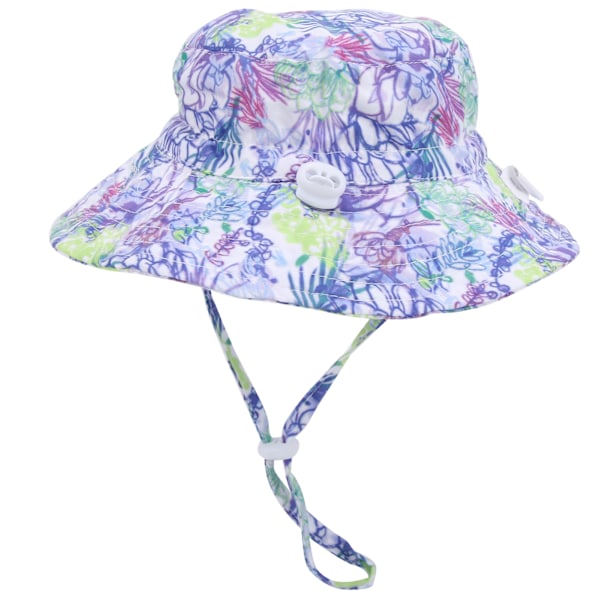 Justerbar strandhatt solhatt unisex baby pojke flicka utomhus barn solhatt lila blomma M