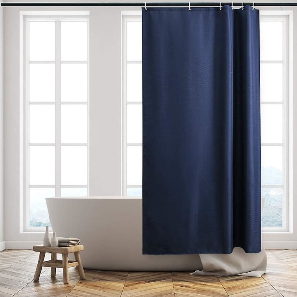 Vandtæt og vaskbart tykt stof badeforhæng, lille vaffeldesign, blå, 100*180 cm