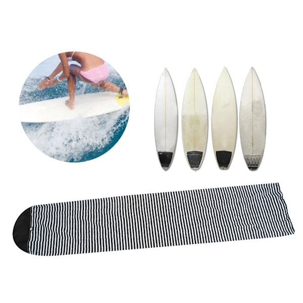 Polyester Black White Stripe Surfboard Sock Cover Protection Bag för Hard Board Shortboard Black White Stripe