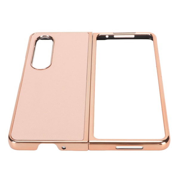 Telefonetui Beskyttelsescover til Samsung Galaxy Z Fold 4 Nano Plating Ægte læder Ridsesikker Pink