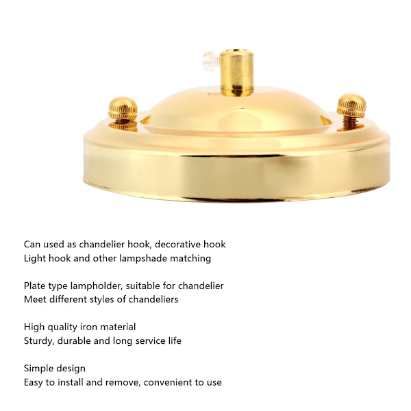 2 stk. Jern Loftslampe Baldakin Krog Lysekrone Pladeholder Dekoration DIY Montering Tilbehør Guld