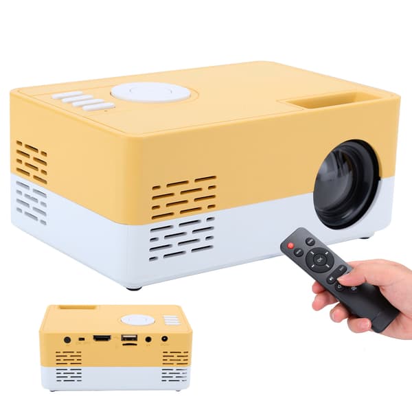 Mini bärbar projektor LED hemmabio videomediaplayer-projektor med stativ 100-240V vit gul kontakt