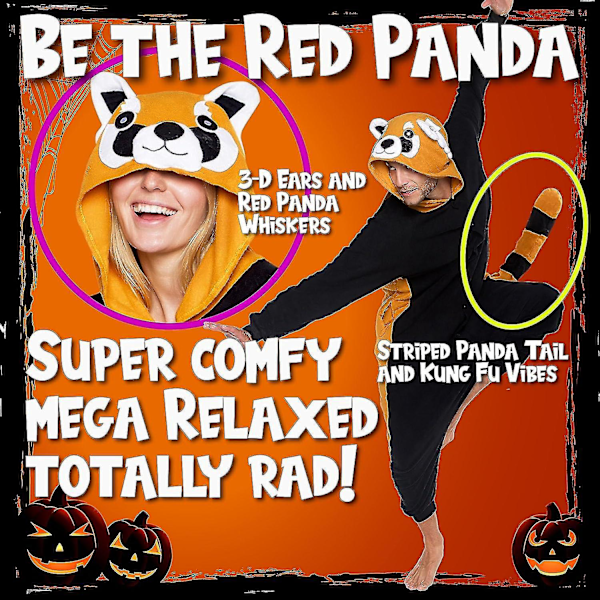 Eläin- ja merieläinpehmolelu Cosplay-asu - Hauska ja viihtyisä aikuisten Halloween-asu, iso punainen panda