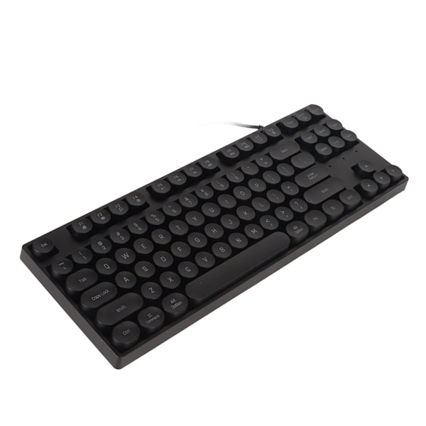 Gaming Keyboard USB Rundt 87 taster Farverigt Baggrundsbelyst Ergonomisk Mekanisk Touch Wired Keyboard til Desktop Laptop PC Sort