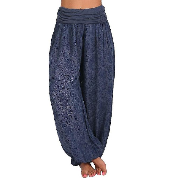 Kongeblå Dame Trykte Aladdin Harem Bukser Plus Størrelse XL