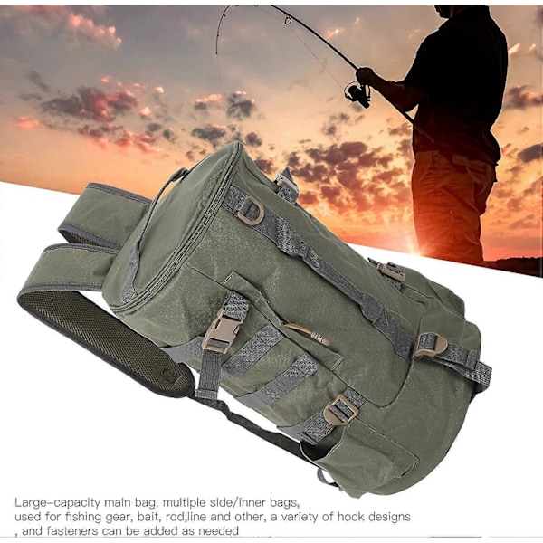 Fiskespöväska med stor kapacitet, förvaringsväska för fiske, bekväm och reptålig, för fiskeutrustning (ArmyGreen)