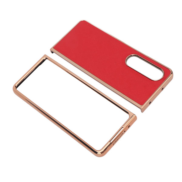 Phone case Nano Galvanoitu lehmännahkainen Cross Grain puhelimen cover Samsung Galaxy Z Fold 4 Red