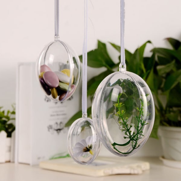 10 st Transparenta ihåliga ovala prydnader Bollar Plast Äggformade bollar Konserverade Blomma påskdekoration