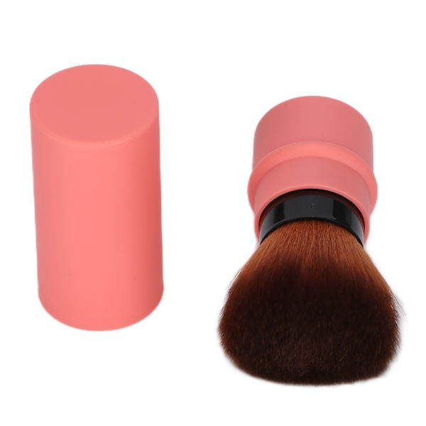 Vinklad rougeborste, bärbar mjuk fluffig puderborste med lock för rouge, bronzer, buffingpuder, kosmetika