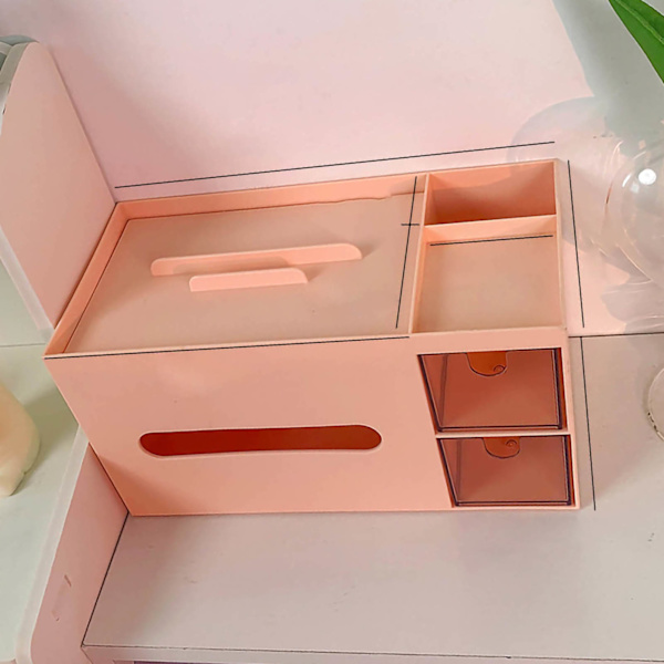 Kosmetik Opbevaringsboks Bordplade Papirservietboks Smuk Dekorativ Papirkurv Desktop Makeup Organizer til Soveværelse Sovesal Pink
