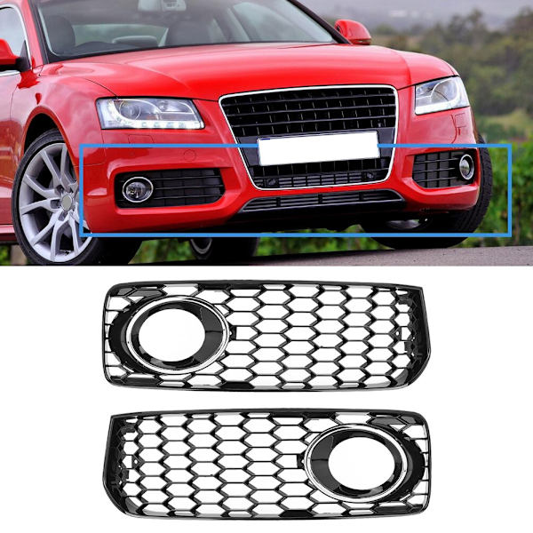 2 kpl auto sumuvalo grilles korvaaminen sähköpinnoitettu aukko sopii Audi A5 S5 08-12