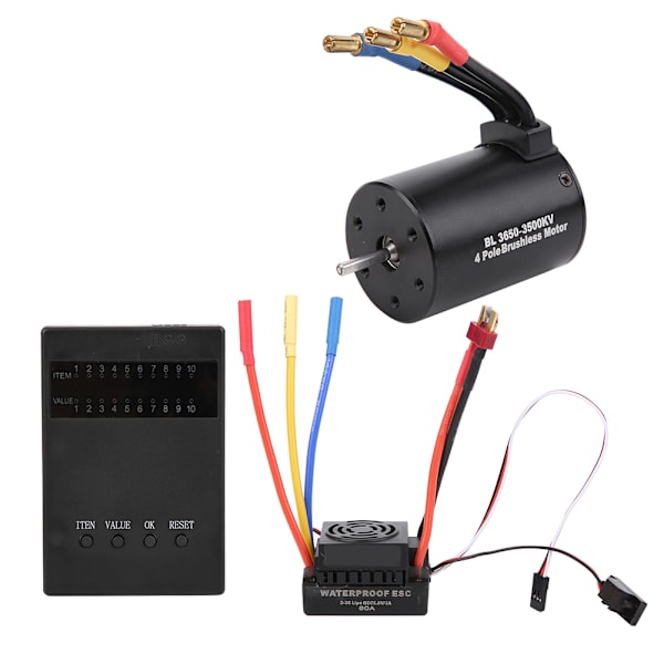 3650 3500KV Harjaton Moottori Ohjelmakortti 60A ESC Vedenpitävällä BEC:llä 1/10 RC Autoon