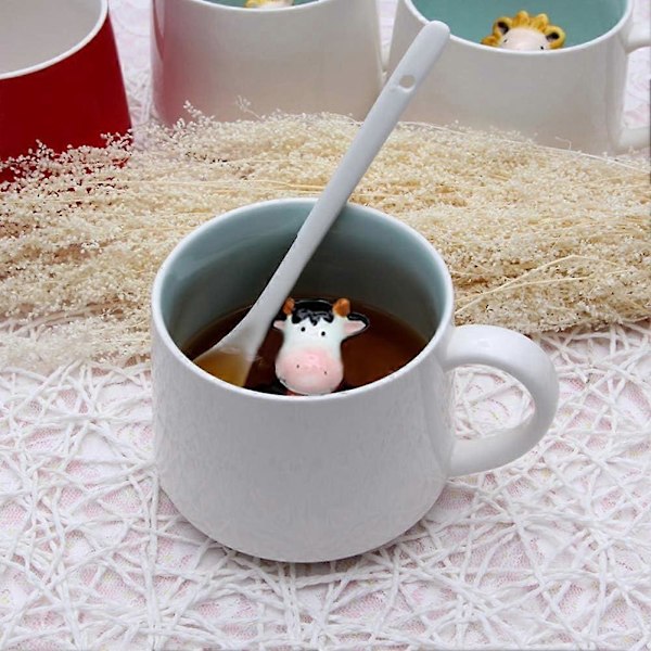 Kaffemugg Tecknad Djur Keramisk Kopp Jul Födelsedagspresent för Barn Pojkar Flickor Ko