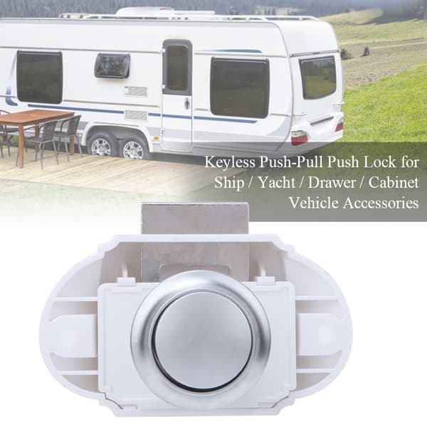 Perle Krom Nøglefri Push-Pull Tryklås til autocamper / skib / skab køretøjstilbehør P02W-CH